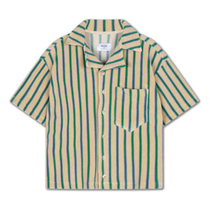 Repose AMS - Camisa de Toalla de Algodón Orgánico a Rayas | Amarillo pálido