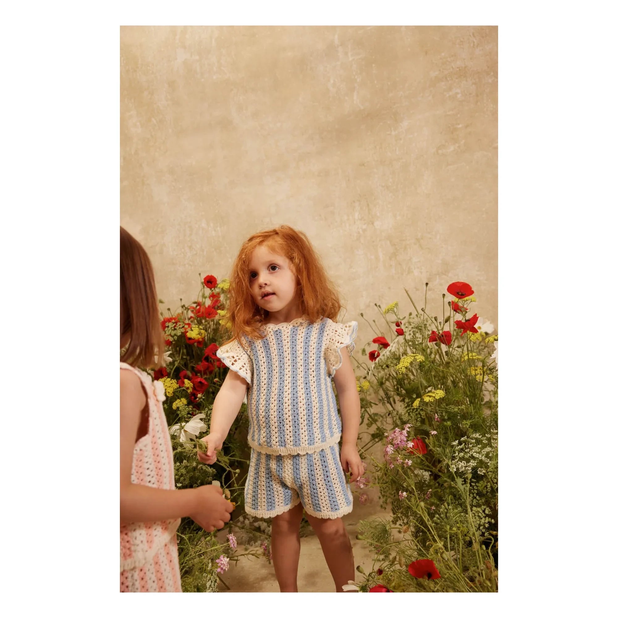 Louise Misha - Camiseta de red a rayas Lyse | Azul