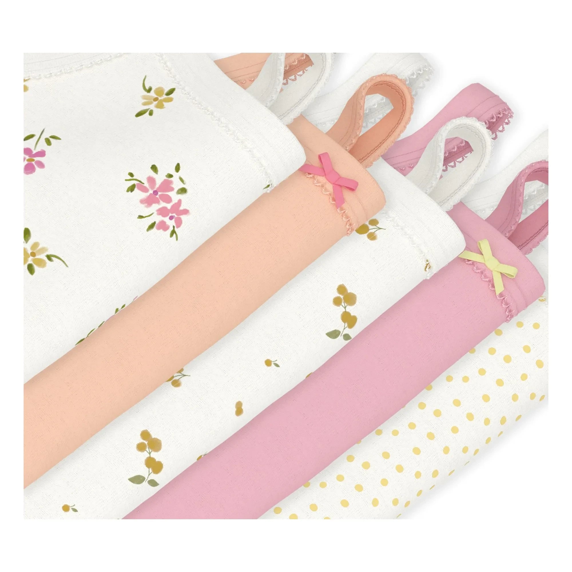 Petit Bateau - Conjunto de 5 Bodys de Tirantes con Estampado Floral | Blanco