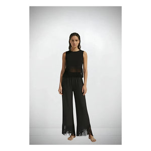 Vanessa Sposi - Pantalones con borlas de lino | Negro