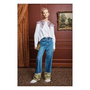 Alémais - Blusa bordada de popelina de algodón | Crema