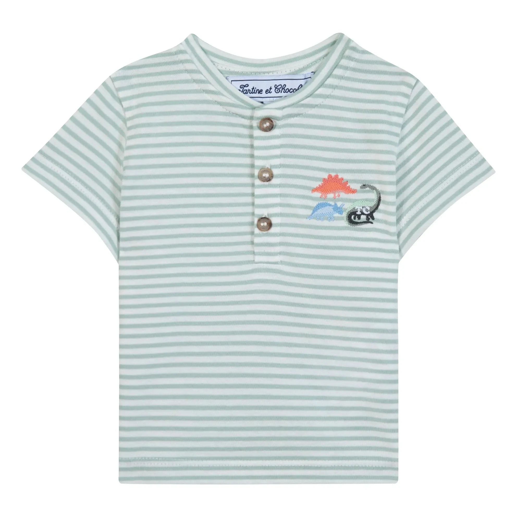 Tartine et Chocolat - Camiseta a rayas de dinosaurio | Salvia