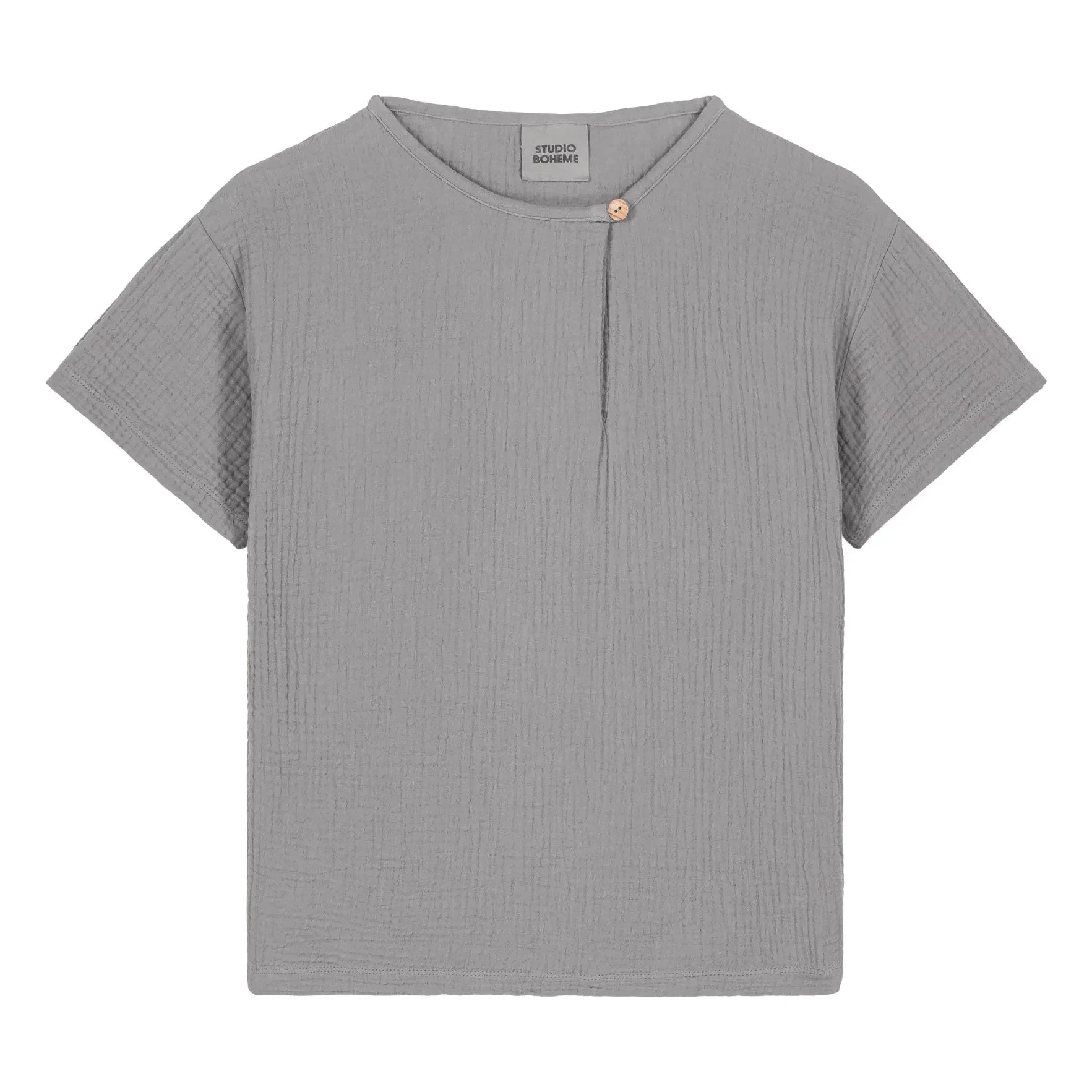 Studio Bohème - Camiseta de gasa de algodón orgánico Orso | Gris azulado