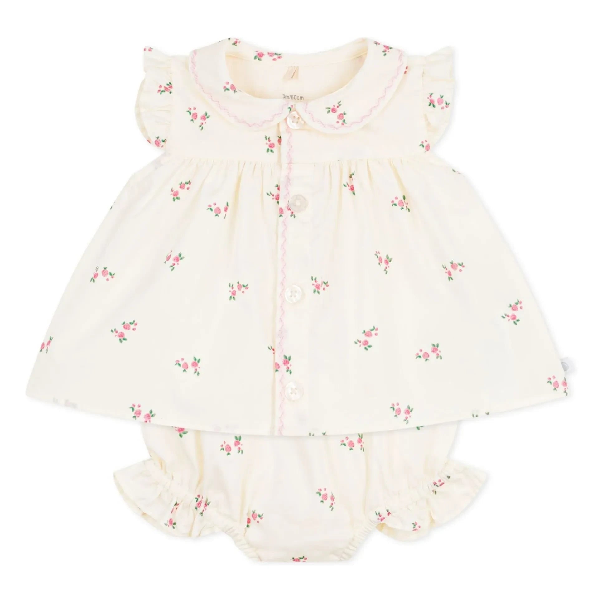 Petit Bateau - Conjunto de blusa y braguita tipo bloomer de popelín de algodón orgánico | Crudo
