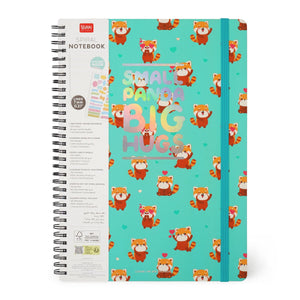 Legami - Cuaderno A4 rayado con tapa dura ilustrada - Panda Rojo - Espiral