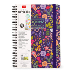 Legami - Cuaderno A4 rayado con tapa dura ilustrada - Flores - Libreta - Espiral
