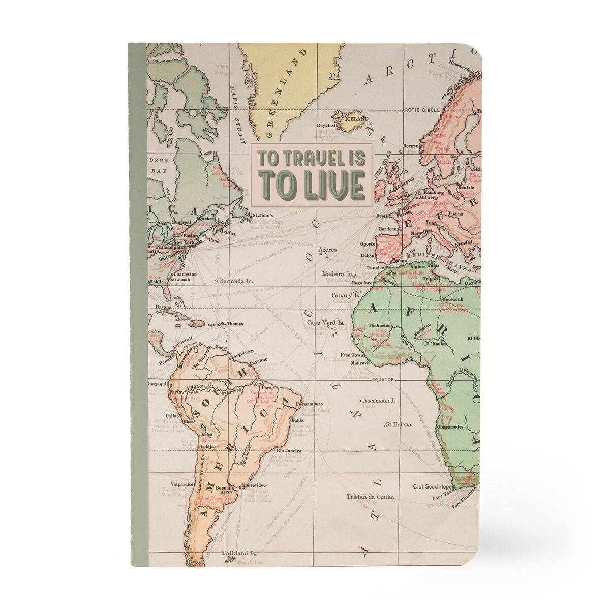 Legami - Cuaderno A5 en Blanco con Tapa Blanda Ilustrada - Mapa del Viaje
