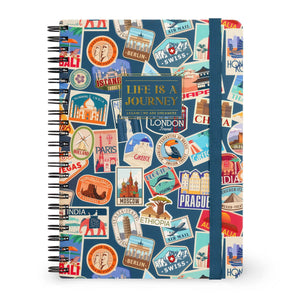 Legami - Cuaderno A5 rayado con tapa dura ilustrada - Pegatinas de viaje - Espiral