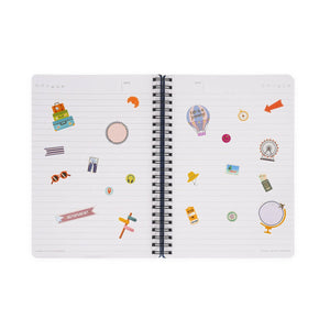 Legami - Cuaderno A5 rayado con tapa dura ilustrada - Pegatinas de viaje - Espiral