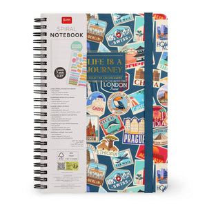 Legami - Cuaderno A5 rayado con tapa dura ilustrada - Pegatinas de viaje - Espiral