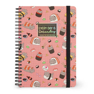Legami - Cuaderno A5 rayado con tapa dura ilustrada - Gato de sushi - Jotter - Encuadernado en espiral