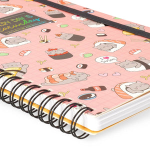 Legami - Cuaderno A5 rayado con tapa dura ilustrada - Gato de sushi - Jotter - Encuadernado en espiral