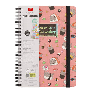 Legami - Cuaderno A5 rayado con tapa dura ilustrada - Gato de sushi - Jotter - Encuadernado en espiral