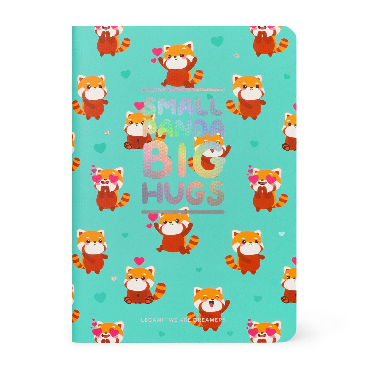 Legami - Cuaderno A6 rayado con tapa dura ilustrada - Panda Rojo