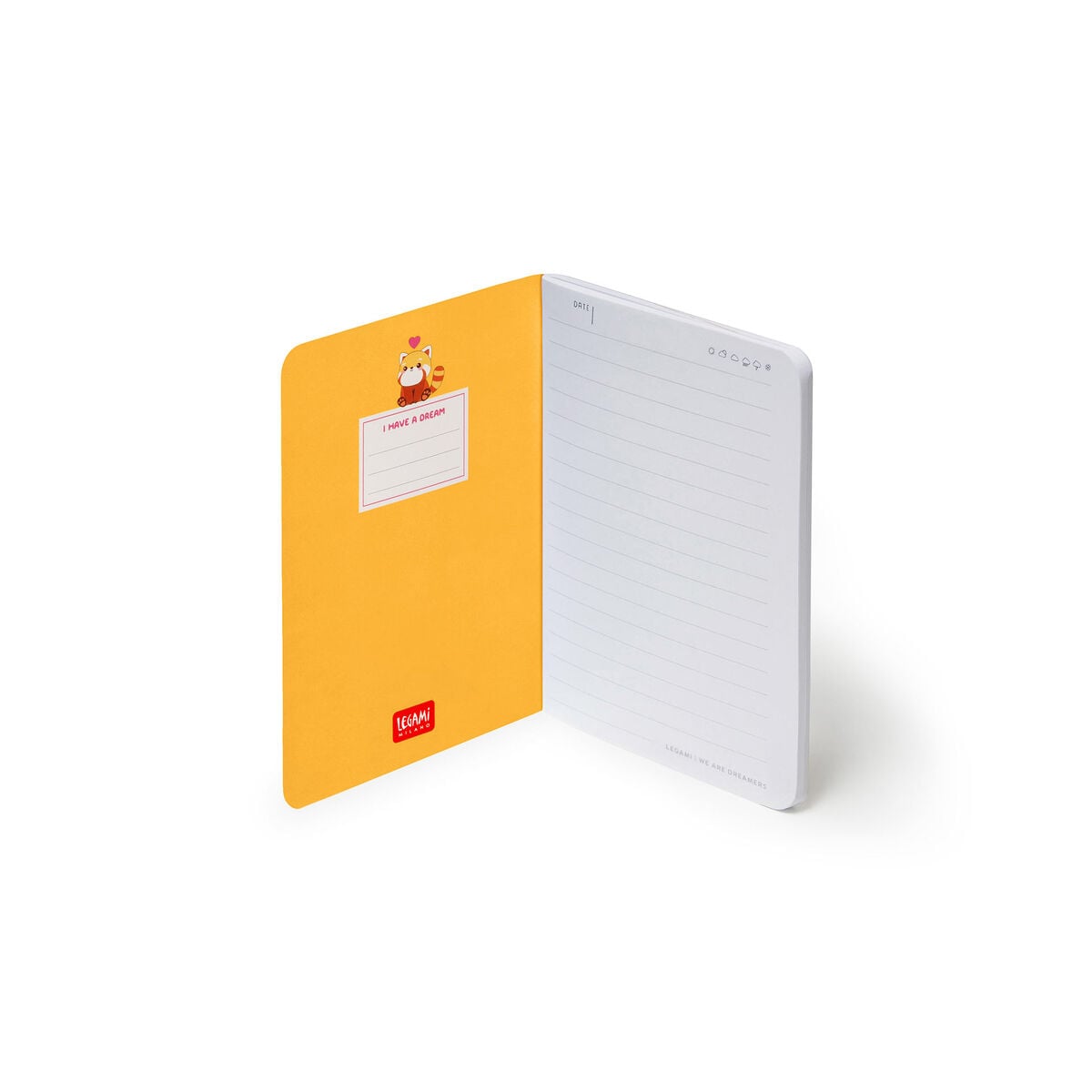 Legami - Cuaderno A6 rayado con tapa dura ilustrada - Panda Rojo