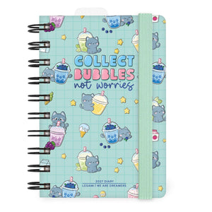Legami - Agenda Diaria Pequeña con Espiral 12 Meses 2027 - Kitty Bubble Tea
