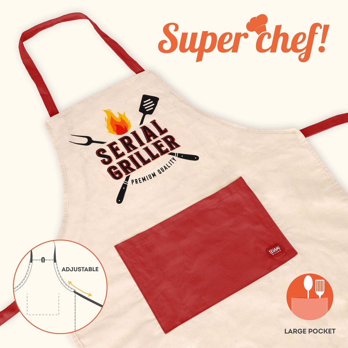 Legami - Delantal de cocina Serial Griller - Superchef