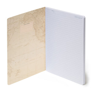 Cuaderno rayado Legami A5 con tapa dura ilustrada - Mapa de viaje