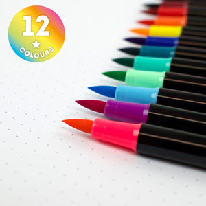Legami - Estuche de 12 rotuladores de punta de pincel de colores brillantes - Rotuladores de punta de pincel