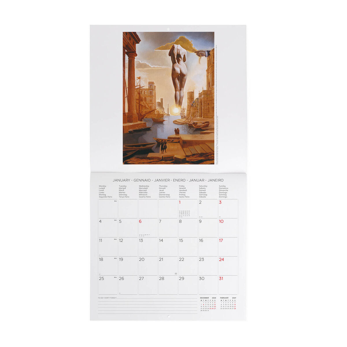 Legami - Salvador Dalí 2027 Calendario de Pared - 30 x 29 cm