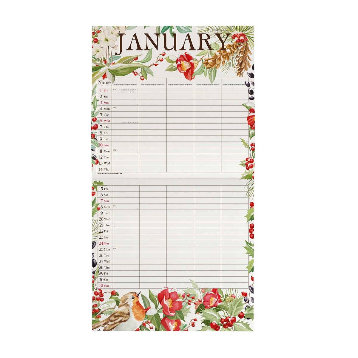 Legami - Calendario de pared My Secret Garden 2027 - 30 x 29 cm