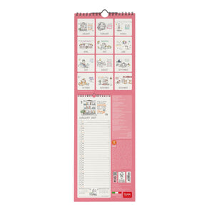 Legami - Calendario de pared Sketchy Cats 2027 - 16 x 49 cm