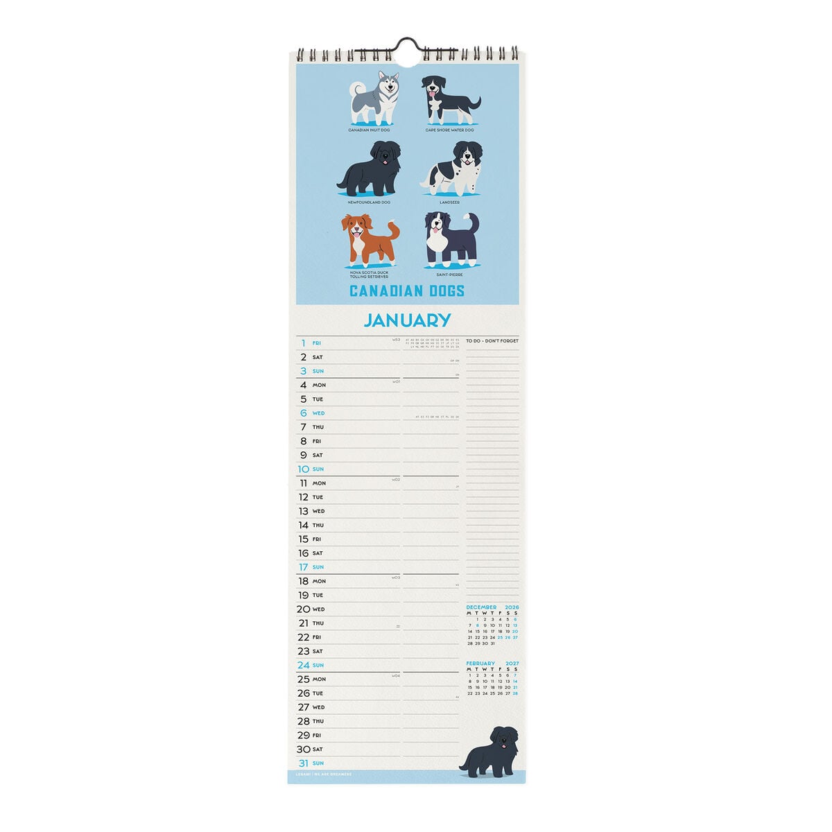 Calendario de pared Legami - Dogs World 2027 - 16 x 49 cm