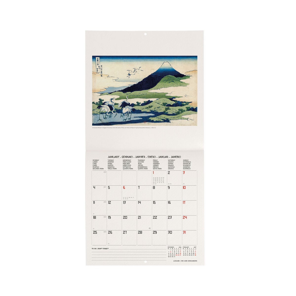 Legami - Calendario de pared Japanese School 2027 - 18 x 18 cm