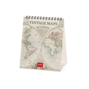 Legami - Calendario de escritorio Vintage Maps 2027 - 12 x 14,5 cm