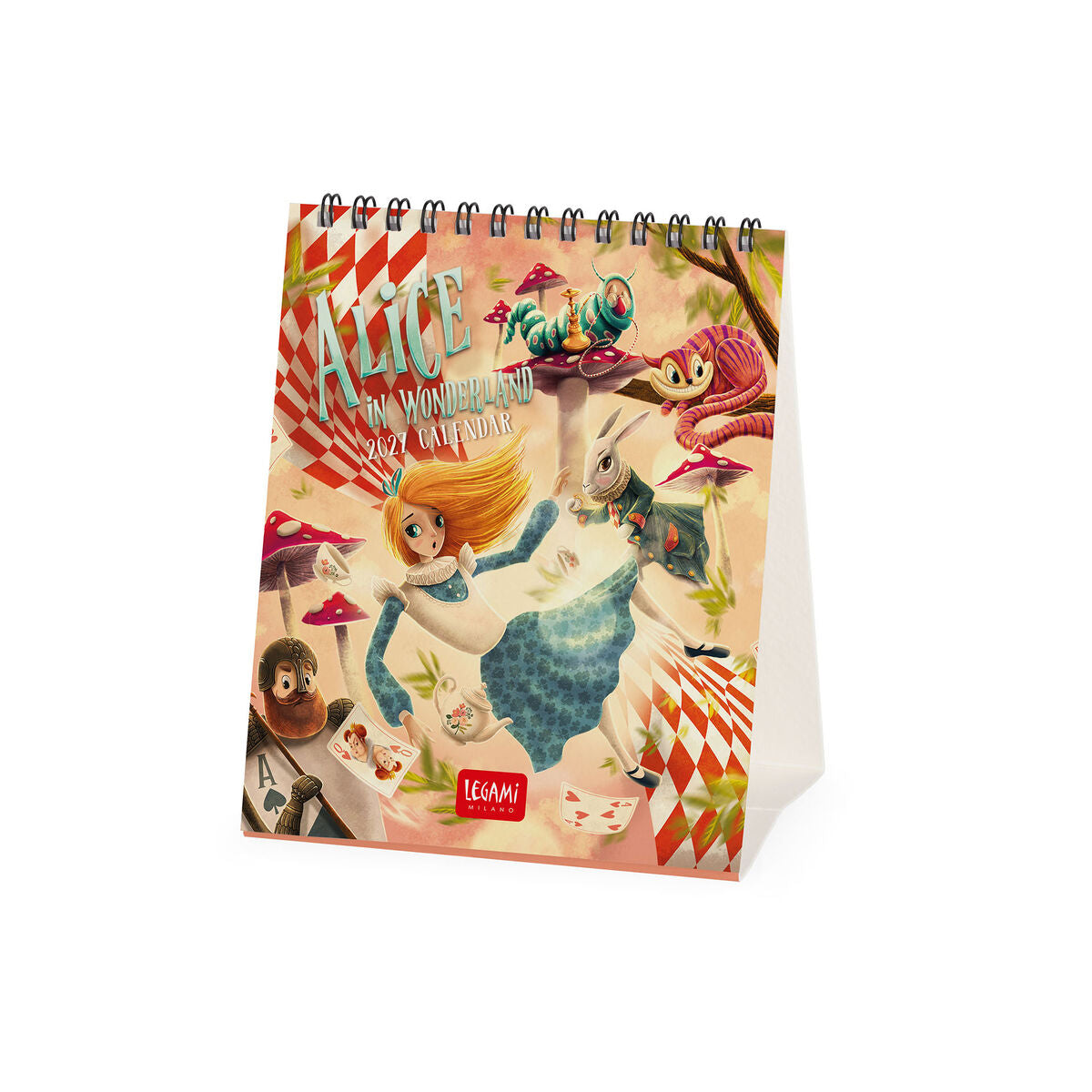 Legami - Calendario de escritorio Alicia en el País de las Maravillas 2027 - 12 x 14,5 cm