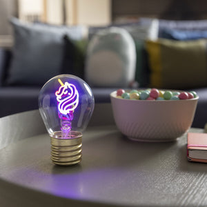 Legami - Lámpara de mesa decorativa con forma de bombilla - Unicornio - Bulb Fiction
