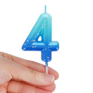 Legami - Blue Cumpleaños Cake Candle - 4 - Feliz Cumpleaños Candle