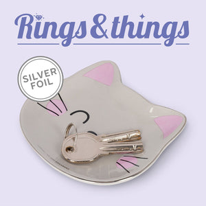 Legami – Bandeja de cerámica decorada a mano – Gato – Anillos y accesorios
