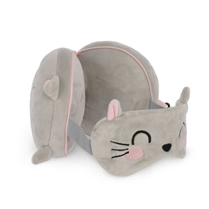 Legami - Almohada de Viaje con Forma de Gato y Antifaz - Mi Compañero de Viaje
