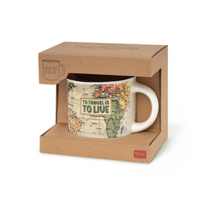 Legami - Taza de Porcelana New Bone China con Ilustración Temática de Viajes. Capacidad de 350 ml. Idea de Regalo Ideal para F