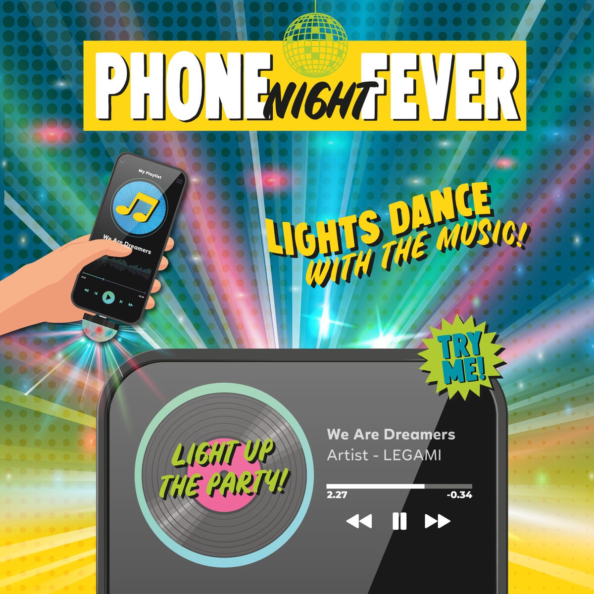 Legami - Mini luz de bola de discoteca - Phone Night Fever