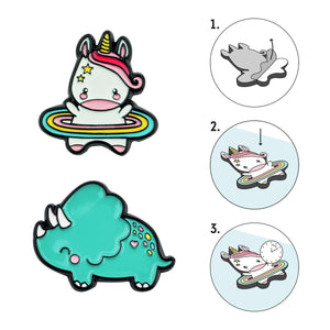 Legami - Set de 2 pegatinas metálicas Unicornio + Rinoceronte - Monada