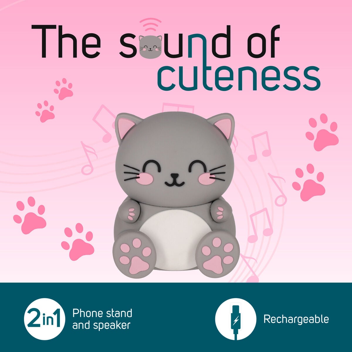 Legami - Soporte Inalámbrico para Smartphone con Altavoz Kitty - Sound Cuteness