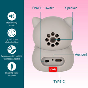 Legami - Soporte Inalámbrico para Smartphone con Altavoz Kitty - Sound Cuteness