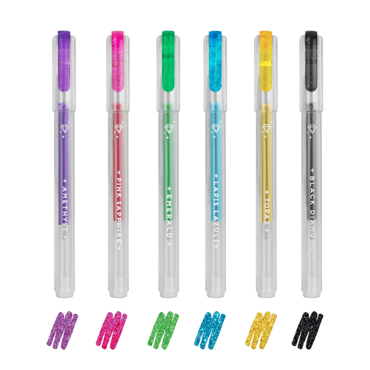 Legami - Set de 6 bolígrafos de gel con purpurina - Brilla como un diamante