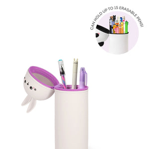 Legami - Conejo "Don't Worry Be Hoppy" Estuche 2 en 1 de silicona para lápices - Kawaii