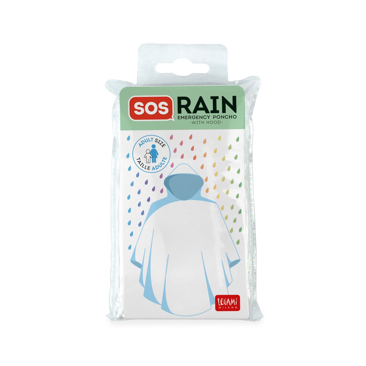 Legami - Poncho impermeable para adultos - SOS Lluvia - Talla para adultos