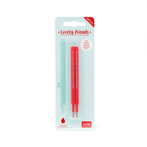 Legami - Set de 2 recambios bolígrafos con purpurina Amigos adorables - Tinta roja