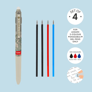 Legami - Recambios de bolígrafos de gel borrables de 3 colores, juego de 4
