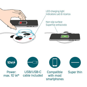 Legami - Cargador inalámbrico para smartphone con panda - Súper rápido