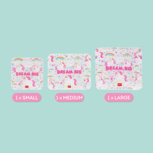 Legami - Set de 3 Reusable Snack Bags - Unicornio - Snack Bags
