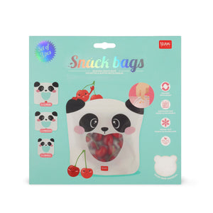 Legami - Set de 3 Bolsas Reutilizables para Snacks - Panda - Bolsas para Snacks