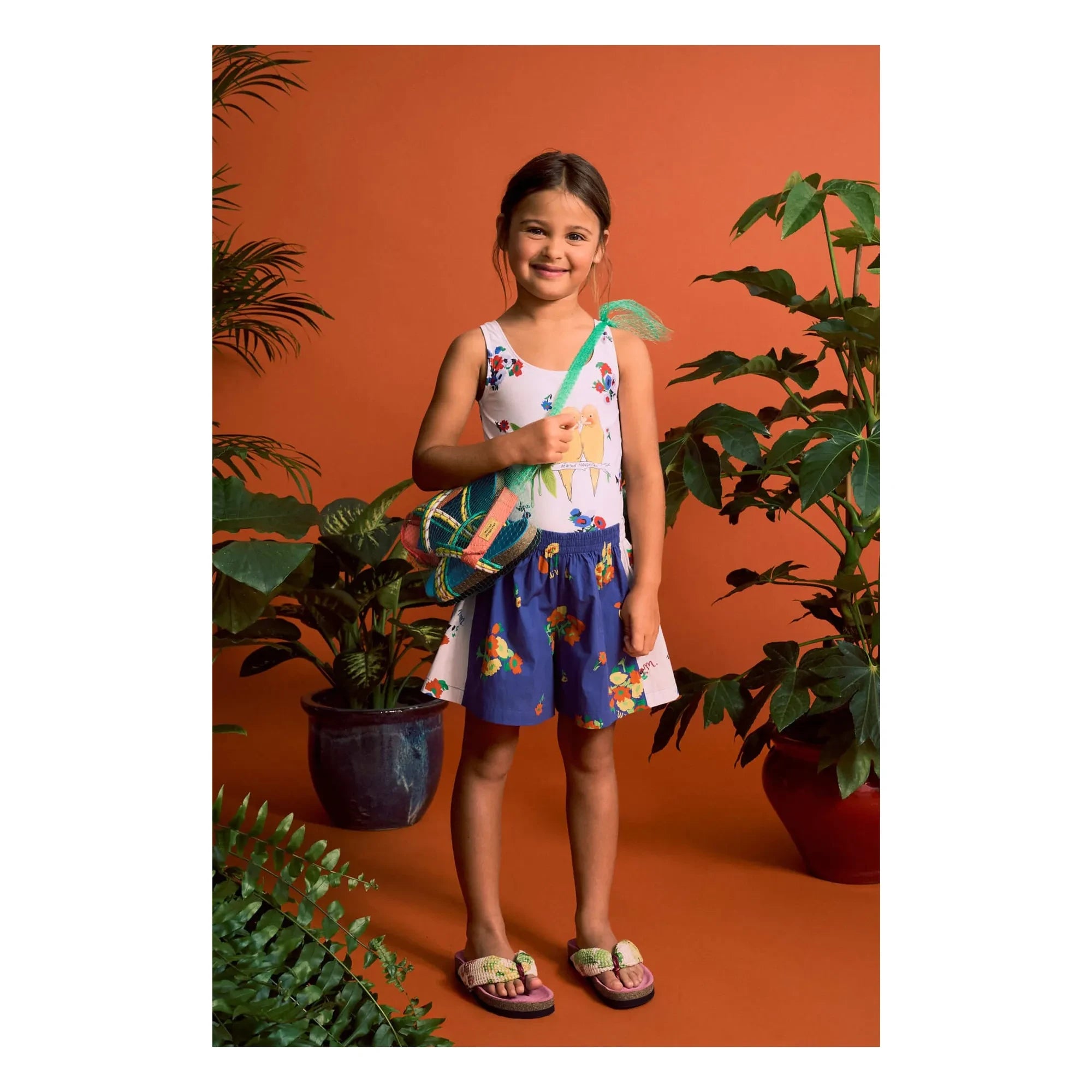 Maison Mangostan - Bañador con estampado de pájaros | Blanco