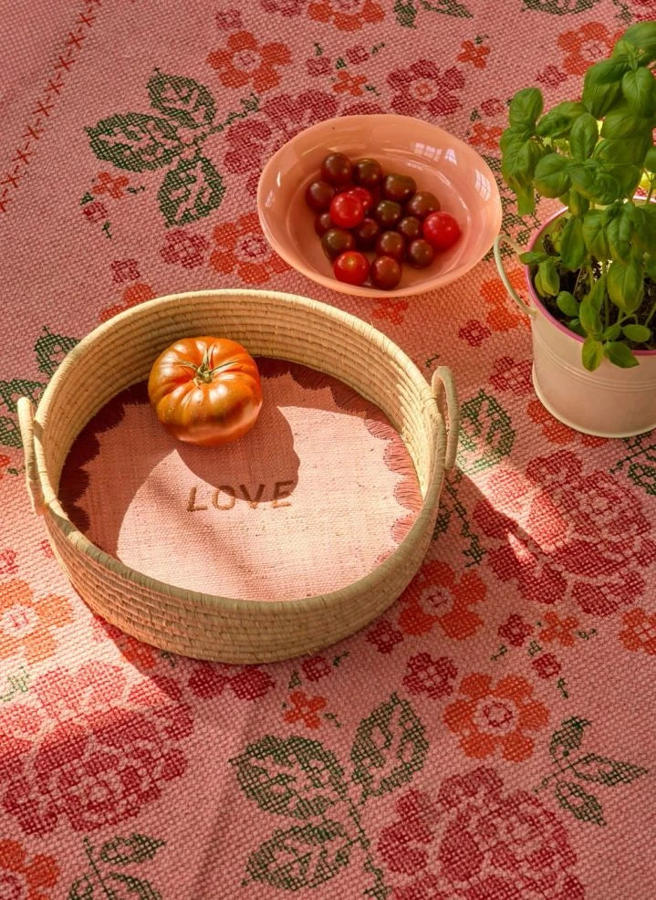 Arroz - "Amor" Cesta de Almacenamiento de Rafya