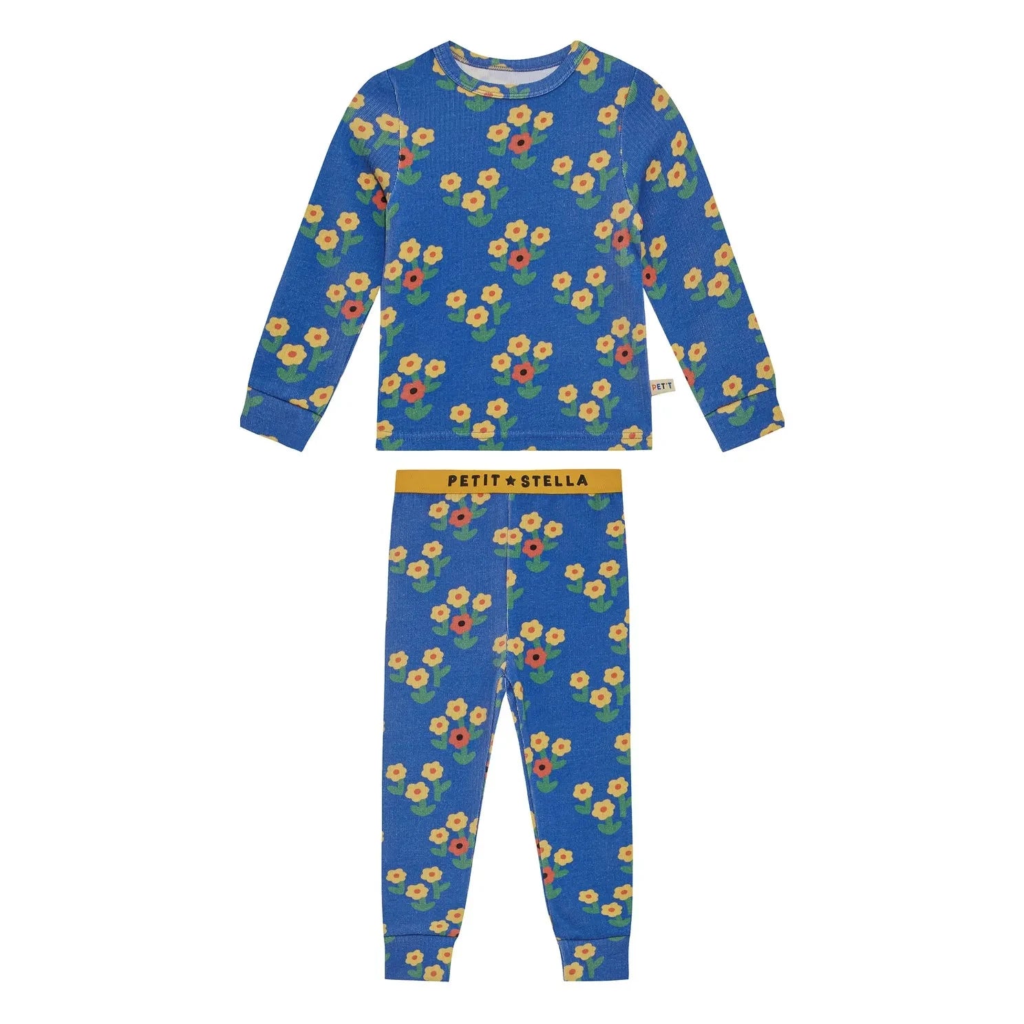Petit Stella - Çiçek Desenli Pima Pamuk ve Modal Pijama | Mavi